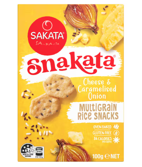 Snakata Rice Crackers Cheese & Caramelised Onion 100g