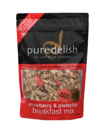 Pure Delish STRAWBERRY & PISTACHIO BREAKFAST MIX 350G (KETO/LOW CARB)