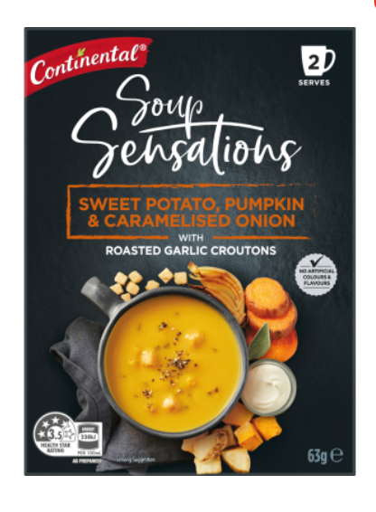 Continental Sensations Sweet Potato Pumpkin & Caramelised Onion With Roasted Garlic Croutons Soup 2 x 31.5g