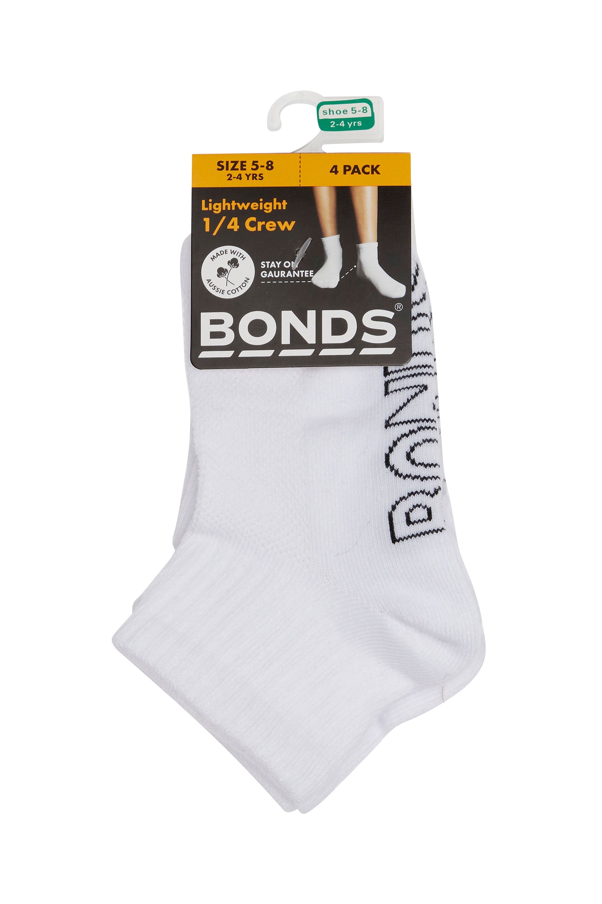 Bonds Kids Lightweight crew socks 4 pack RXUT4N (PO)