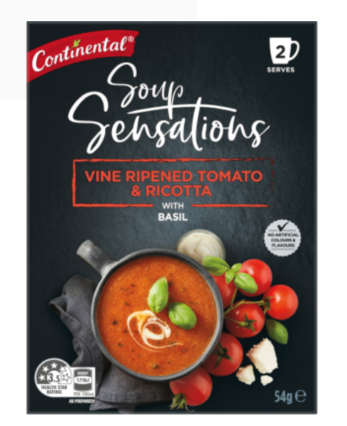 Continental Sensations Vine Ripened Tomato & Ricotta With Basil Soup 2 x 27g