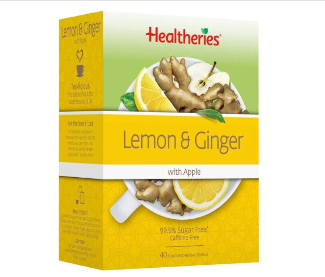 Healtheries Lemon & Ginger With Apple Herbal Tea 40pk