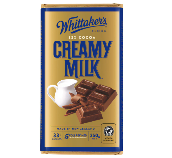 Whittakers 33% Cocoa Creamy Milk Chocolate Block 250g