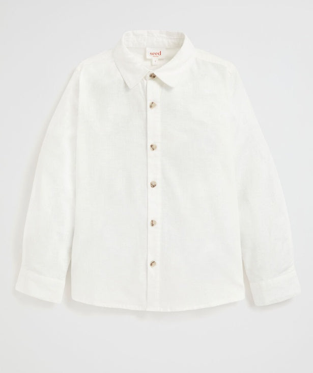 Seed Heritage Cotton Linen Boys White Shirt