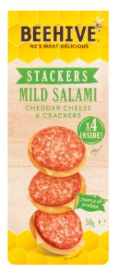 Beehive Stackers Mild Salami Cheddar Cheese & Crackers 50g*