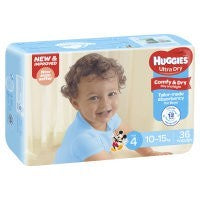 Huggies Ultra Dry Toddler Boy Size 4 Nappies 36pk