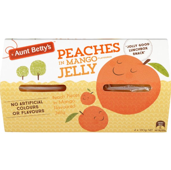 Aunt Bettys Peaches in Mango Jelly Fruit Pots 4pk 520g