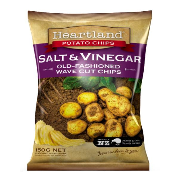 Heartland Salt & Vinegar Old Fashioned Wave Cut Potato Chip 150g