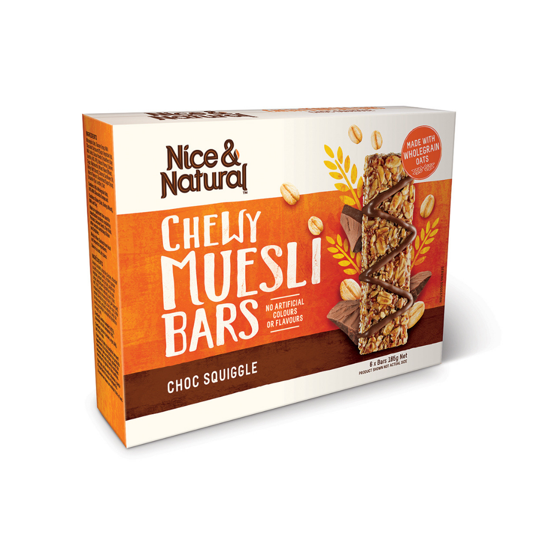 Nice & Natural  Choc Squiggle Chewy Muesli Bars 185g