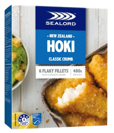 Sealord Hoki Classic Crumb Flaky Fish Fillets 6pk 480g