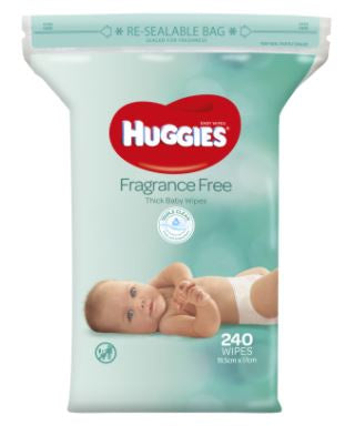 Huggies  Fragrance Free Thick Baby Wipes Refill 240pk