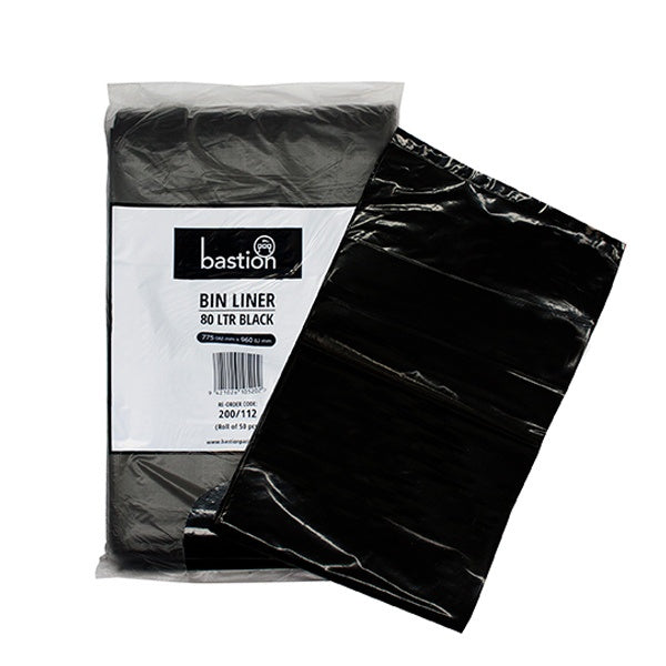 Bastion Bin Liner Black 80L 50pk