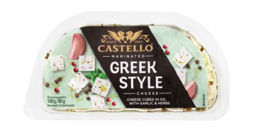 Castello Marinated Greek Style Cheese Cubes In Oil With Garlic & Herbs 100g