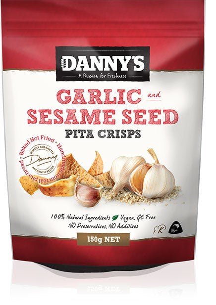 Danny's Pita Crisps Garlic & Sesame 150g