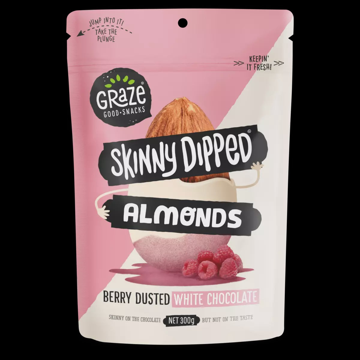 Graze Skinny Dipped Berry Dusted White Chocolate Almonds 300g