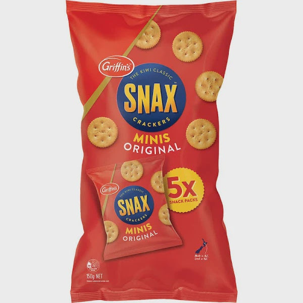 Griffins Minis Original Snax Crackers Snack Pack 5pk 150g