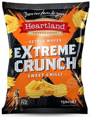 Heartland Extreme Crunch Sweet Chilli Kettle Waves Potato Chips 150g*