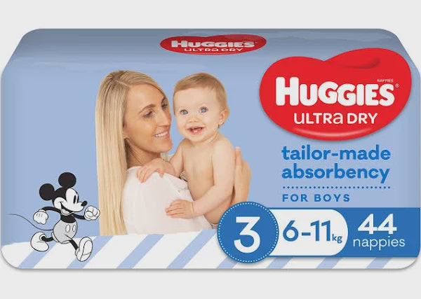 Huggies Ultra Dry Crawler Size 3 Boys Nappies 44pk