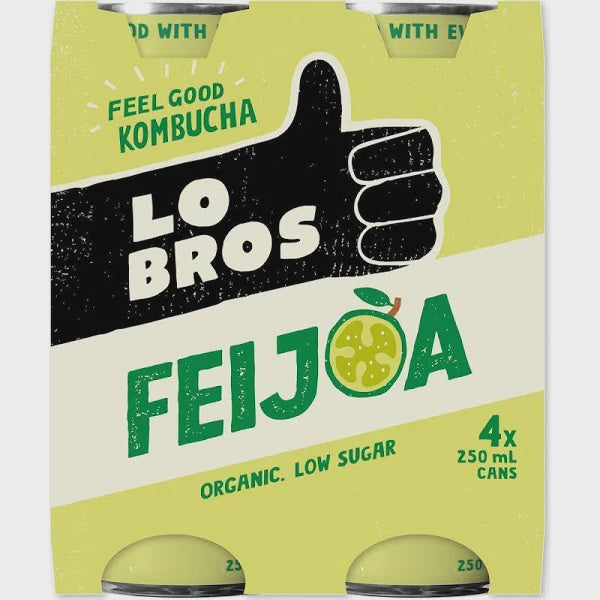 Lo Bros Kombucha Feijoa Lo 250ml cans 4pack
