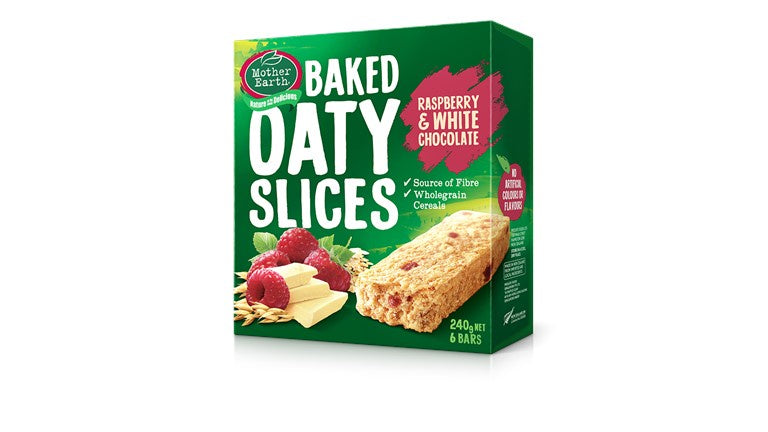 Mother Earth Baked Oaty Slice Raspberry & White Choc 240g