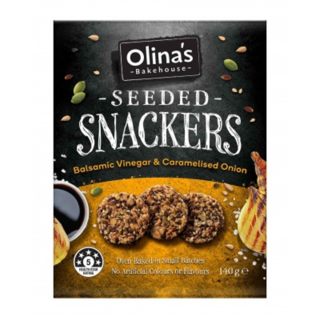 Olinas Bakehouse Balsamic Vinegar & Caramelised Onion Seeded Snackers 140g