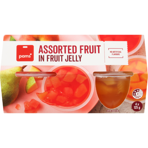 Pams Assorted Fruit In Fruit Jelly Cups 4pk