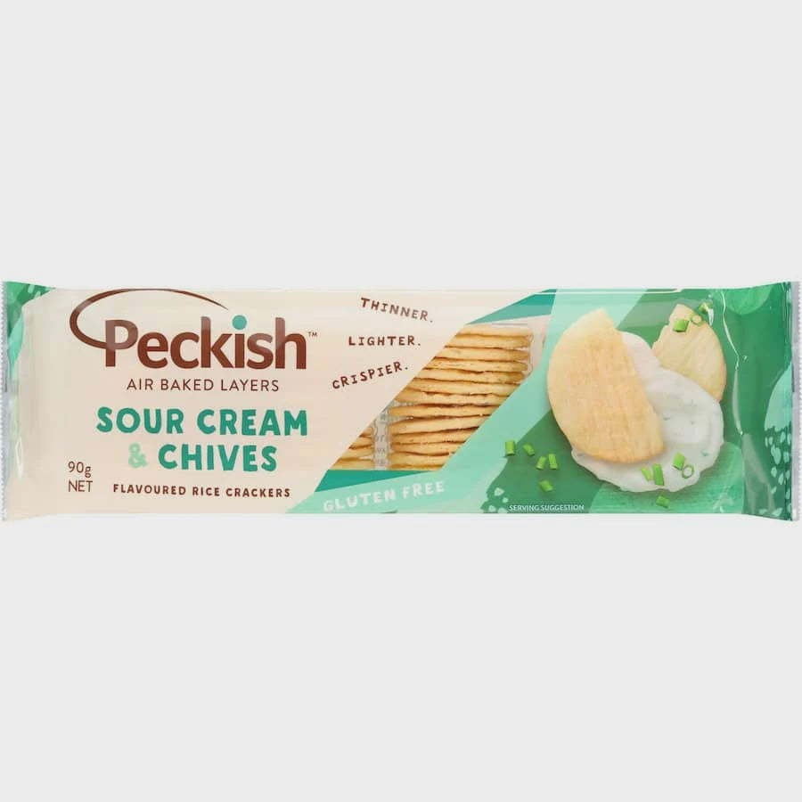 Peckish Sour Cream & Chives Rice Crackers 90g