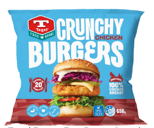 Tegel Frozen Free Range Crunch Chicken Burgers 650g