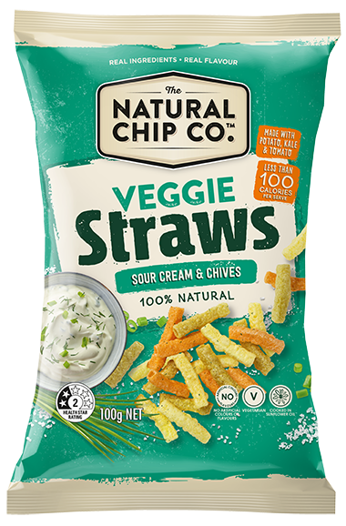 The Natural Chip Co Sour Cream & Chives Veggie Straws 100g