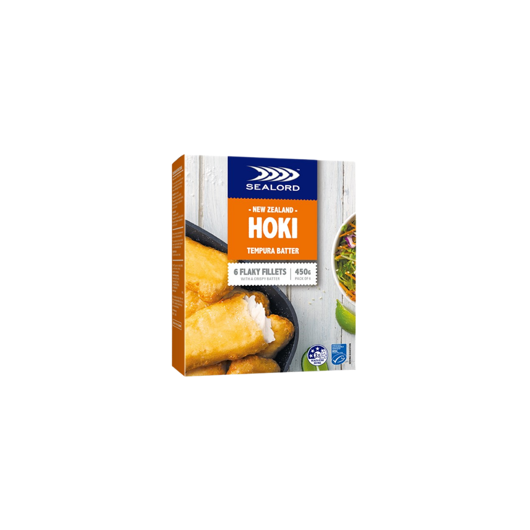 Sealord Hoki Tempura Batter Flaky Fish Fillets 6pk 450g