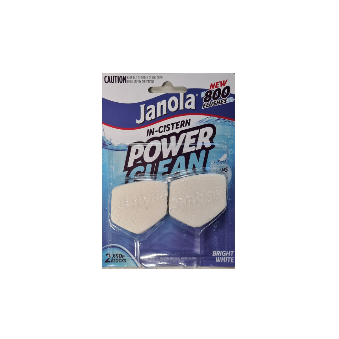 Janola In Cistern Power Clean Bright WhiteToilet Bleach Blocks 2pk 100g*