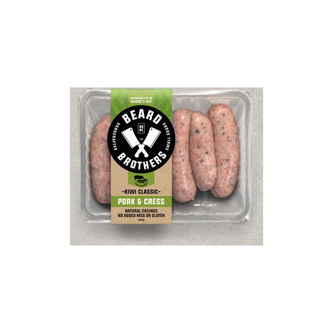 Beard Brothers Pork & Cress Sausages 500g