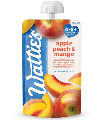 Watties Apple Peach & Mango Baby Food 4 To 6+ Months Pouch 120g