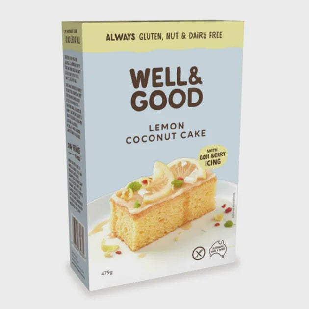 Well & Good Gluten Free Lemon Coconut Cake Mix & Goji Berry Icing 475g*