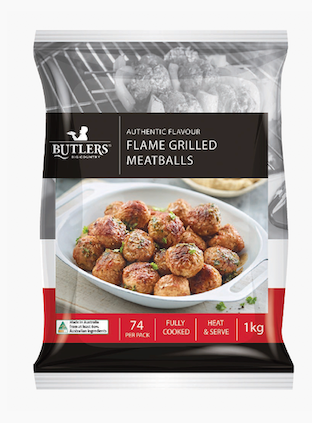 Butlers Frozen Flame Grilled Meatballs 74pk 1kg*