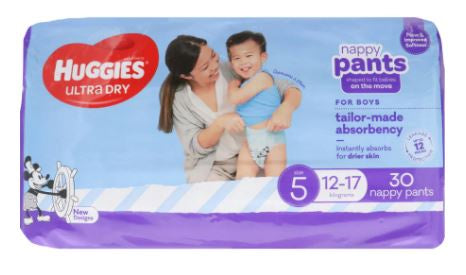 Huggies Ultra Dry Boy Size 5 Nappy Pants 30pk