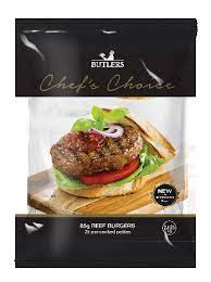 Butlers Chefs Choice Beef Burger Patties 120g x 20pk 2.4kg