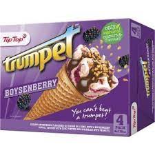 Tip Top Trumpet Boysenberry Ice Cream On Cone 4pk