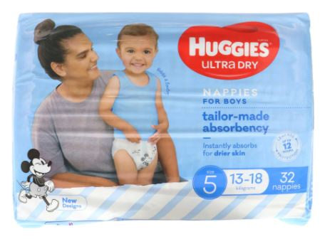 Huggies Ultra Dry Walker Boy Size 5 Nappies 32pk