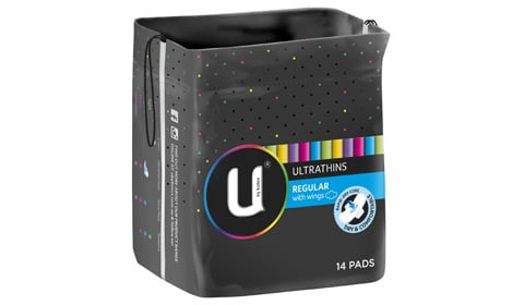 U by Kotex Ultrathins Regular Pads With Wings 14pk