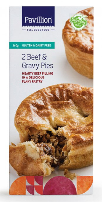 Pavillion Beef & Gravy Pies Gluten & Dairy Free 2pk