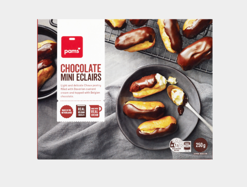 Pams Chocolate Mini Eclairs 250g