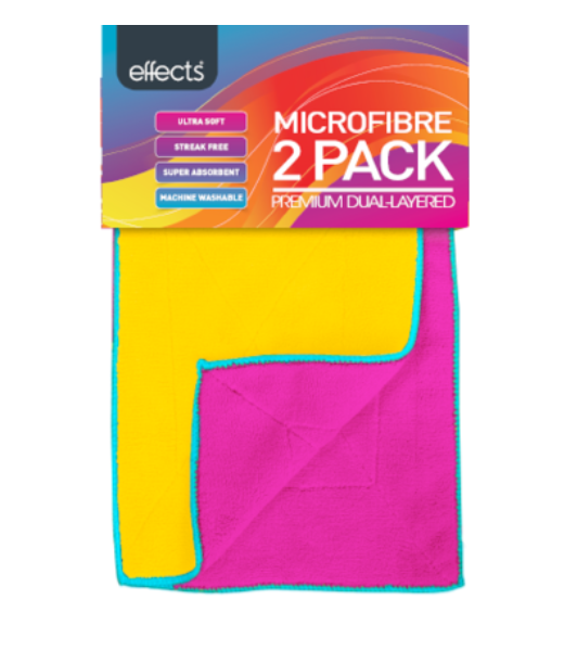 Effects Microfibre Double Layer Dishcloth 2pk