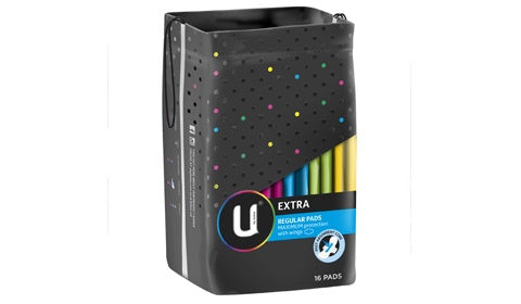 U by Kotex Extra  Regular Pads With Wings 16pk