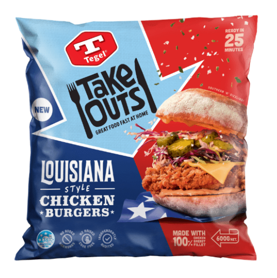 Tegel Take Outs Louisiana Style Chicken Burgers 600g*